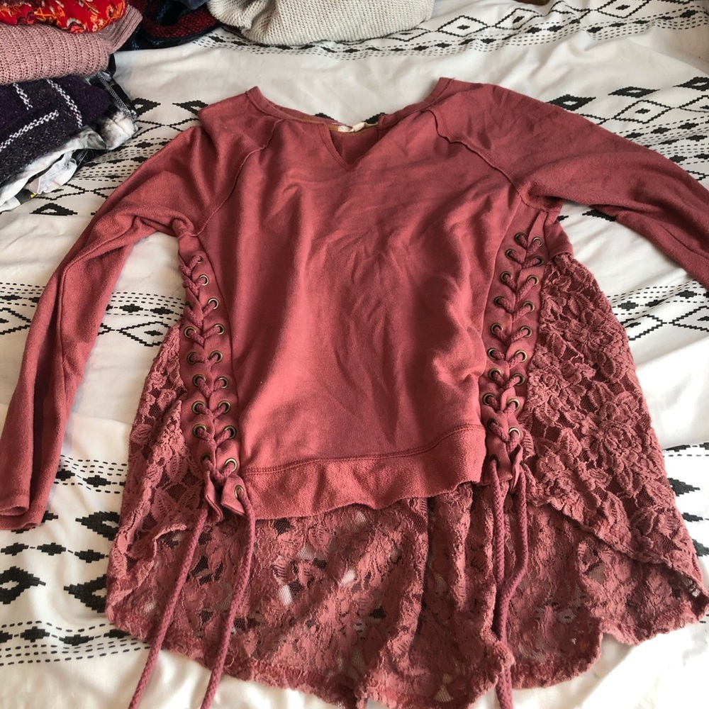 Pink lace sweater
